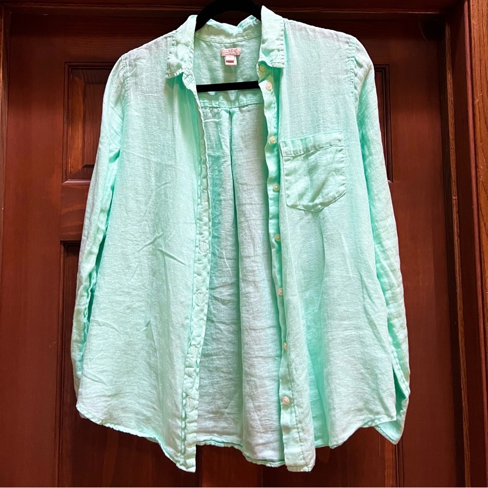 Mint J. Crew Linen Button Down - image 1